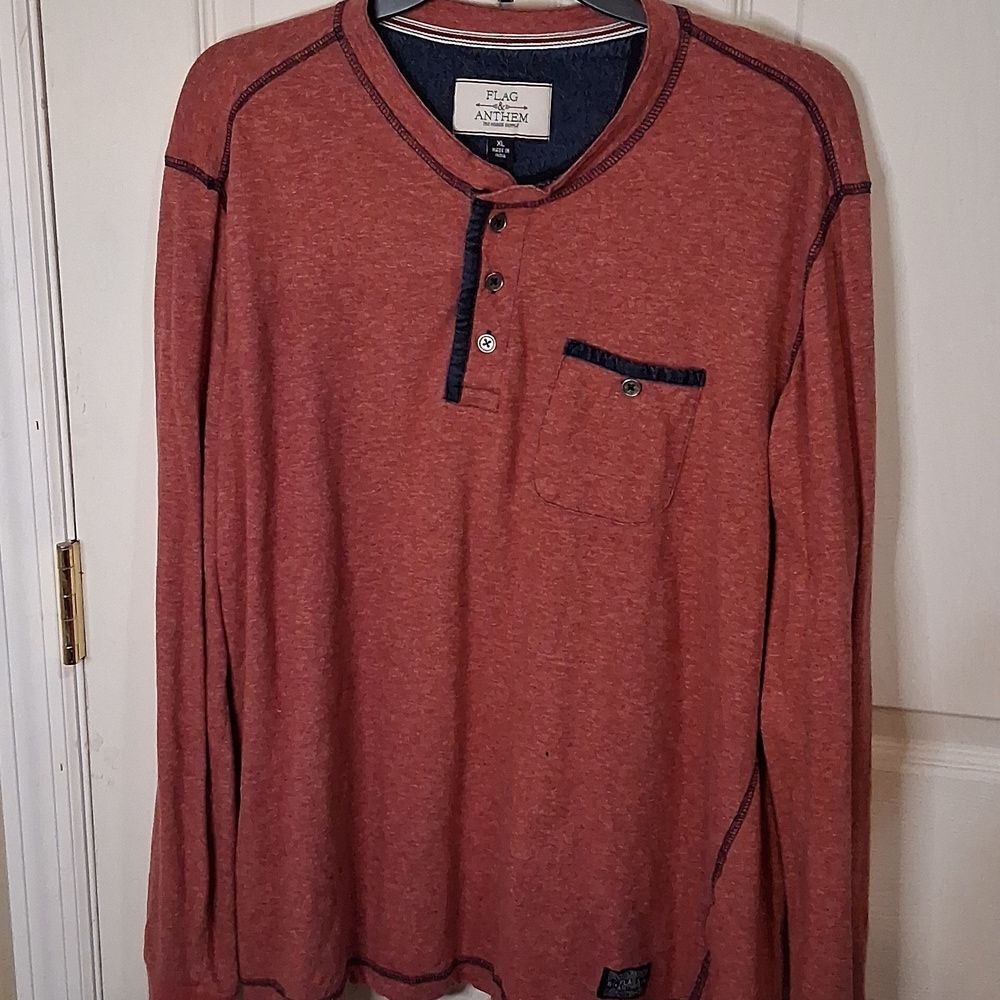 Flag & Anthem Red Long Sleeve Mens Shirt Size XL